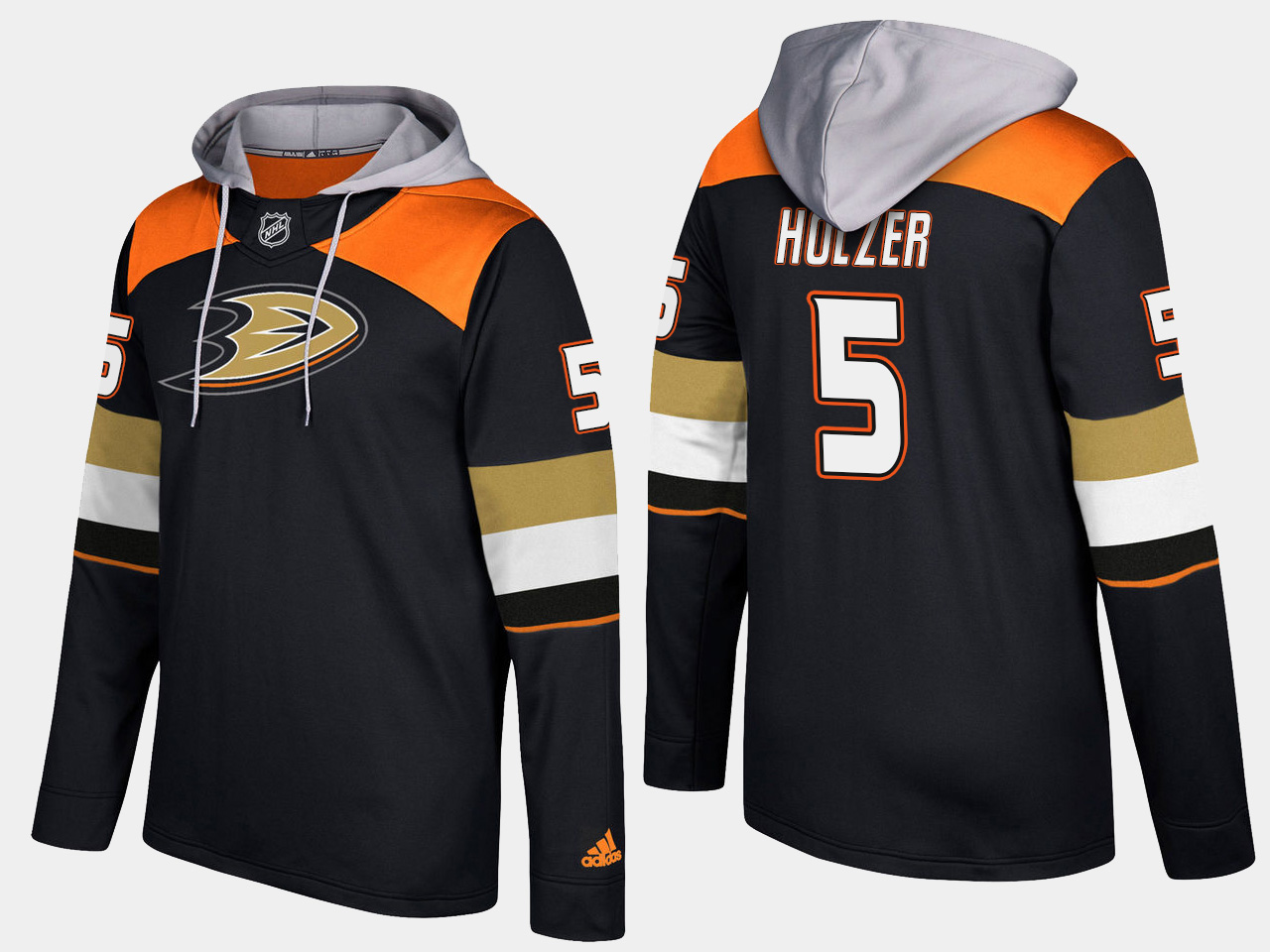 Men NHL Anaheim ducks 5 korbinian holzer black hoodie